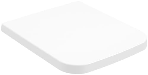 Villeroy & Boch Finion WC-Sitz, Toilettendeckel mit Absenkautomatik, abnehmbarer Toilettensitz aus bruchsicherem Duroplast, Klodeckel Original Ersatzteil, rechteckig, Stone White, matt