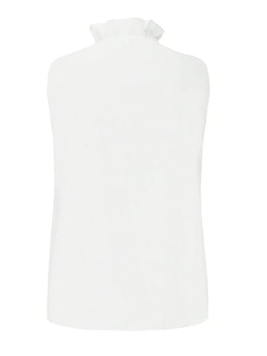MakeMeChic Women's V Neck Blouse Frill Trim Sleeveless Summer Dressy Shirt Tops3