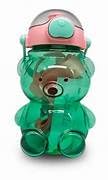 Garrafa de Água Infantil em Formato de Urso para Escola, 1 Litro, Verde, com Canudo Removível Alça d