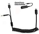 Car Music Interface, Aux Y Cable Coiled Cord, 3.5 mm Audio Jack and U-S-B in Lead Compatible for iPXs Xs Max XR X 8 7 7 Plus for BMW (Stretched Length 2M)
