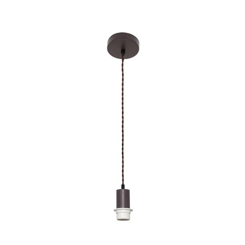 Lámpara colgante para pantalla E27, color marrón, cuerda, medidas 10x10 cm, ideal para iluminación doméstica y decorativa.