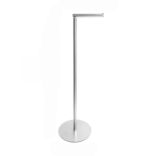 Stainless Steel Free Standing Toilet Roll Holder Bathroom Roll Stand Freestanding Anti Rust Toilet Paper Storage Dispenser Includes Basic Screws Rust-Proof Design Suitable for Modern Bathrooms