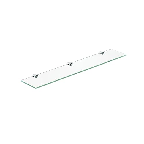 AQUABATOS Mensola da parete in vetro temperato di sicurezza da 6 mm,Mensola da bagno 60 x 11 cm
