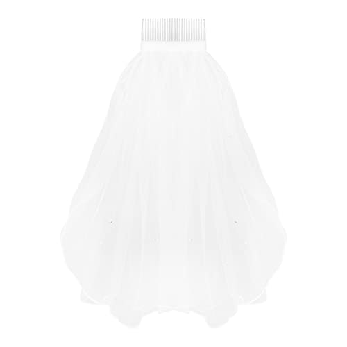 FRCOLOR Women's Bridal Veil with Detail and Hair Comb Elegant Tulle Wedding Veil for Brides and Flower Girls for Weddings and Photography