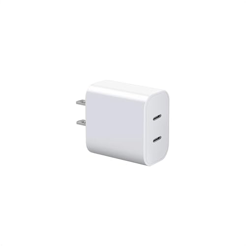 Dual USB C Charger Block for Apple Watch iWatch iPhone iPad AirPods Pro, Type C Fast Charging 20W PD Power Adapter Plug Cube 1 Pack White