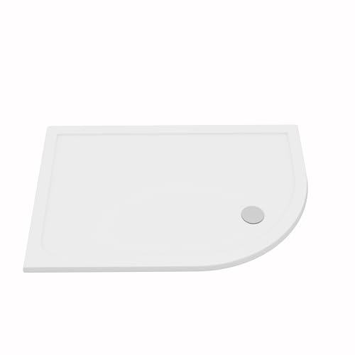 Right Handed Offset 1200 x 900mm Shower Tray Pearlstone for Shower Enclosure Cubicle with Waste Trap