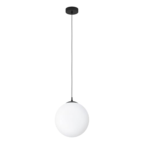 Lámpara colgante Rondo de metal plateado y vidrio soplado artesanal para techos elegantes