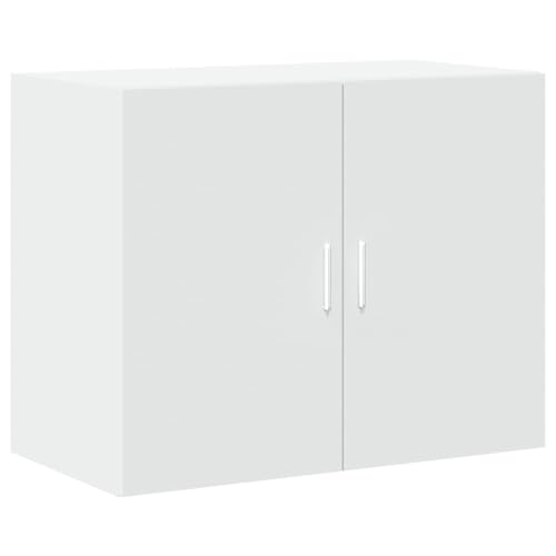 vidaXL Wandschrank, Hängeschrank mit Stauraum, Lagerschrank Wandmontage für Wohnzimmer Schlafzimmer Garage, Aufbewahrungsschrank Schrank, Weiß Holzwerkstoff