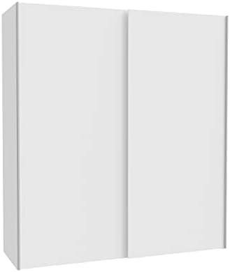 Armadio Con Ante Scorrevoli Peer - Bianco E Grigio Cemento, 170x195x61 Cm, Per Camera Da Letto - Foto 12