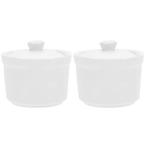 PRETYZOOM Pot À Soupe En CéRamique Avec Couvercle - IdéAl Pour RagoûT Yaourt Pudding 9X9Cm Design ÉLéGant Pour Maison FêTe Restaurant
