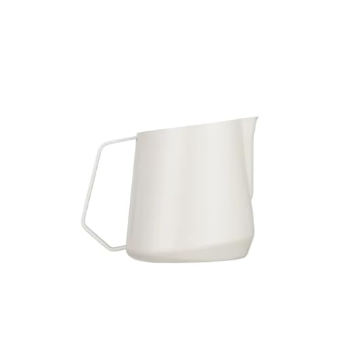 600mlミルク泡立てピッチャー - バリスタ品質のミルクフォームとスチームのためのエスプレッソコーヒージャグ(White 400ML)