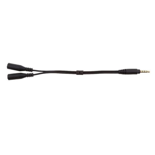 Image of Audio Stereo Y Splitter Extension Cable 2.5mm Male to 2 Port 3.5mm Female for Earphone, Headset Splitter Adapter, Metal Black