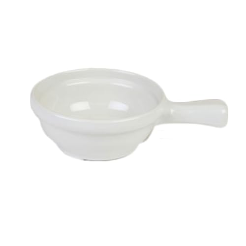 FSE CR305V Soup Bowl, 10 oz., 6-3/4" x 4-1/4" x 2" deep, with Handle, Break-Resistant, Dishwasher Safe, Melamine, Ivory, BPA Free, NSF, Pack of 12