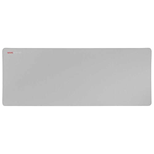 Mars Gaming MMPXL, Alfombrilla Gaming XL 800x360mm, Superficie Nanotextil, Goma Antideslizante, Bordes Reforzados, Flexible y Resistente, Apta para Ratón Óptico y Láser, Blanco Plata
