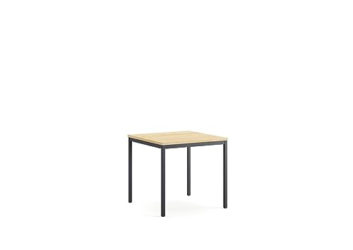 furni24 Escritorio de Acero 80 x 80 x 75 cm, Roble TÜV/GS de fácil Montaje, Mesa de Trabajo, Mesa de Oficina, Mesa de Cocina, Mesa de Comedor, Mesa de impresión, Muebles de Oficina, Estudio, Mesa de