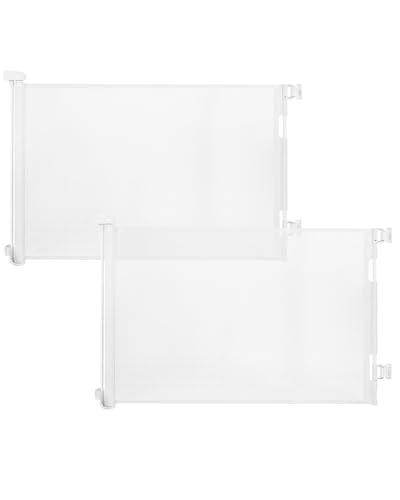 Image of (2 Pack) Retractable Baby Gate for Doorways and Stairs, Mesh Safety Gate for Pet, Indoor & Outdoor Use, One-Hand Operation, Easy Installation, 33.6 inch Tall, Expands to 55 inch Wide(White,33.6 inchx55 inch