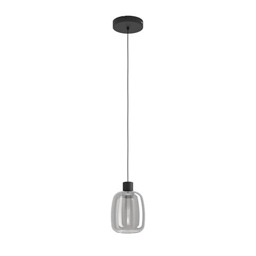 EGLO connect.z Smart-Home LED Pendelleuchte Molochio-Z, Hängelampe aus schwarzem Metall und Rauchglas, ZigBee, App und Sprachsteuerung Alexa, warmweiß-kaltweiß, RGB, dimmbar
