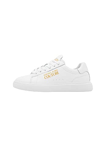 VERSACE JEANS COUTURE Woman White Leather Sneakers with Gold Logo...