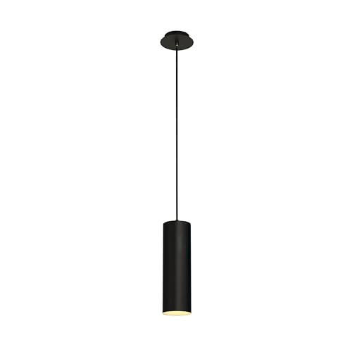 SLV ENOLA | Pendelleuchte, Dimmbare LED Deckenleuchte, Decken-Lampe, Hängelampe für Wohnzimmer, Bar, Esszimmer| max. 60W, inkl. Rosette, zylindrisch, Aluminium, E27, Schwarz matt