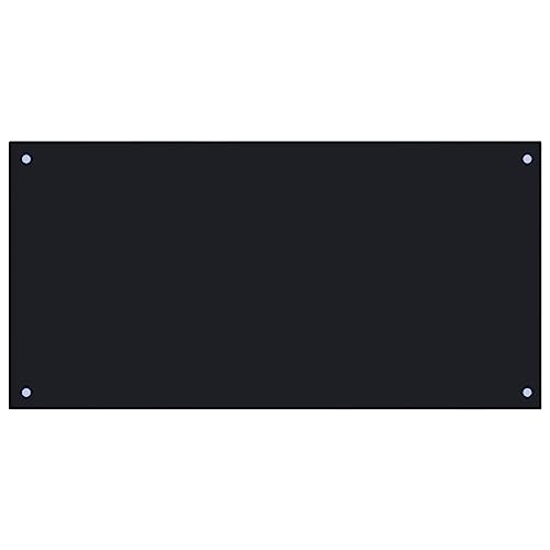 SHARK SHIP Elegant Black Tempered Glass Kitchen Backsplash for Safety and Style, 39.4