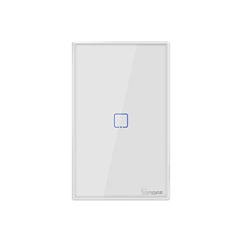 SONOFF TX T2 Smart Light Switch Wi-Fi Wall Switch, 2.4GHz Wi-Fi Touch Switches,Works with Alexa and Google Home, Fit for US&CA Wall Switches, 1 Gang 1 Way, No Hub Needed (1 Gang)