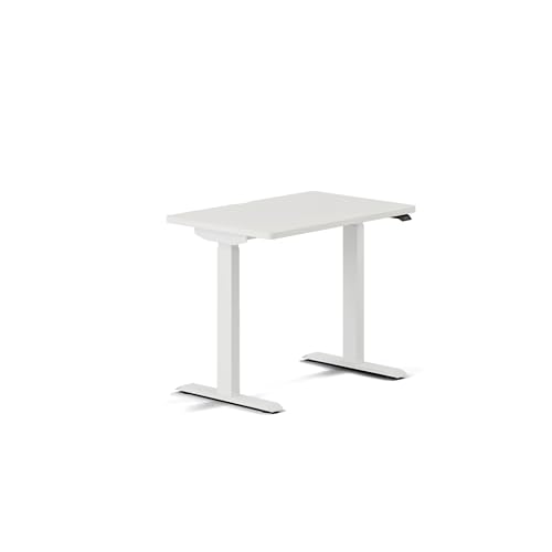 Image of Branch Duo Standing Desk, Adjustable Standing Desk with 20 inch Range | OLED Control Panel, Frameless Design and Compact Size Suitable for Many Spaces, 36 Inches, White Base, White Top