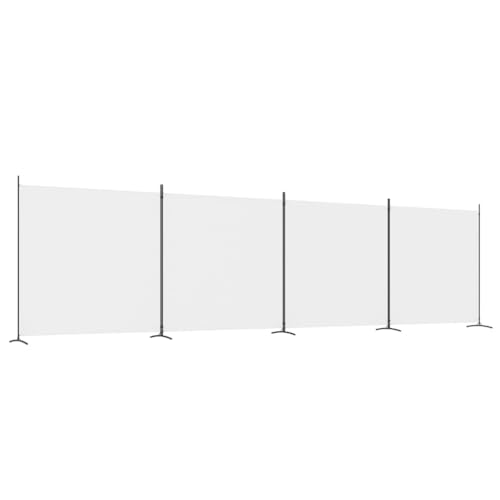 vidaXL Biombo Divisor de 4 Paneles Separador Decoración Habitación Dormitorio Oficina Pantalla Privacidad Pared Plegable de Tela Blanco
