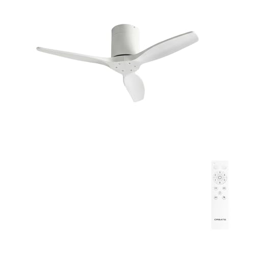 CREATE / WINDCALM S/Deckenventilator ABS Weiß mit Fernbedienung / 40W leise Ø112 cm 6 Geschwindigkeiten 3 LED-Temperaturen Sommer-Winterbetrieb