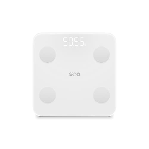 SPC Atenea Fit 3 – Báscula de baño inteligente con bioimpedancia, 18 métricas de peso, IMC, grasa visceral, masa muscular, metabolismo basal, 10 usuarios, seguimiento por App, Bluetooth, blanca