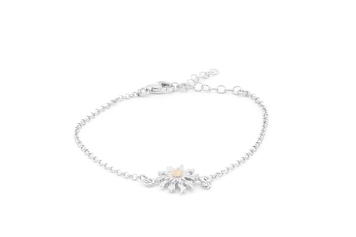 TALISMAN JEWELLERY Pulsera de Plata 925 y Chapado Oro 3 micras 18k - Eguzkilore, Flor Vasca (15 CM cadena + 4 CM extensión)