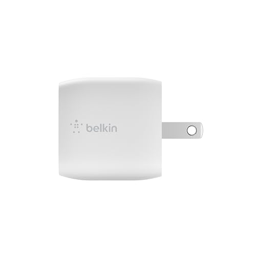 Image of Belkin USB C Charger Block 30W - GaN Power Delivery - Fast Charging USB-C Charger for iPhone 17, Air, Pro, Pro Max, MacBook, iPad, AirPods, Apple Watch, Nintendo Switch 2 - White