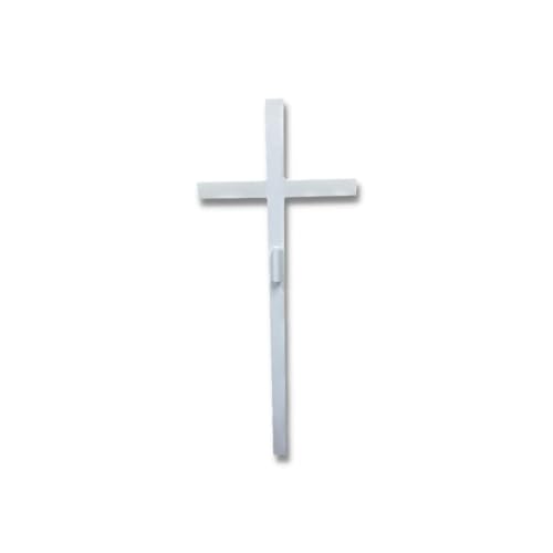 Woodhaven Large Memorial Cross - Perfect For Outdoor And Memorial Sites - Steel Grave Marker White Powder Coat Finish - Headstone Replacement - Made In The USA