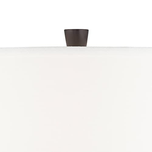 360 Lighting Anna 27 1/4" Tall Modern Coastal Table Lamps Set of 2 Beige Pebbled Fabric White Shade Living Room Bedroom Bedside Nightstand House Office Home Reading Kitchen Entryway Console Family - Image 8