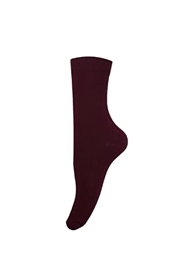 Image of Waddington & Holmes 3 Pairs Ladies 75% Plain Coloured Cotton Ankle Socks (Burgundy)
