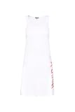 Flammgarnstruktur SOCCX Damen Ärmelloses Sommerkleid mit Wording Print Opticwhite, S