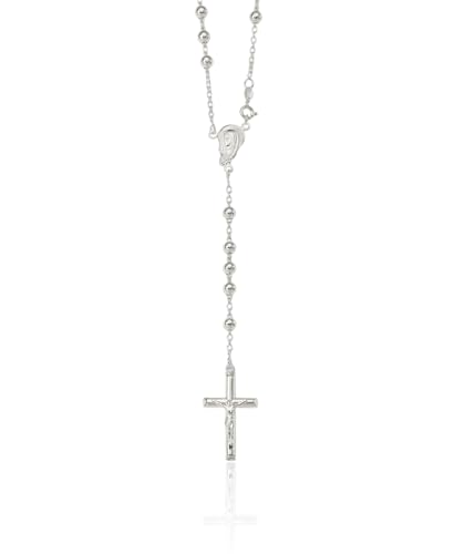 IceCarats 925 Sterling Silver Beaded Rosary Necklace 30 inch Chain