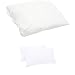Amazon Basics - Sábana bajera ajustable (algodón satén 400 hilos, antiarrugas) Blanco - 135 x 190 x 30 cm + Set de 2 fundas de almohada de 400 hilos, 50 x 80 cm - Blanco
