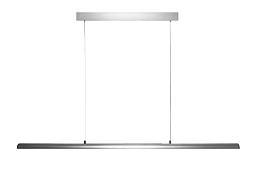 Pendelleuchte dimmbar Hängelampe für Schreibtisch, Esstisch, Küche, Wohnzimmer höhenverstellbar 20 W A++ (113,7 cm, silber-Streuscheibe) Cover