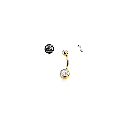 AceFun Piercing ombligo titanio para mujeres 14G Titanio macizo Piercing ombligo 12MM Barra oro Piercing ombligo Joyas Piercing ombligo curvado Anillos ombligo Joyas Piercing de cuerpo
