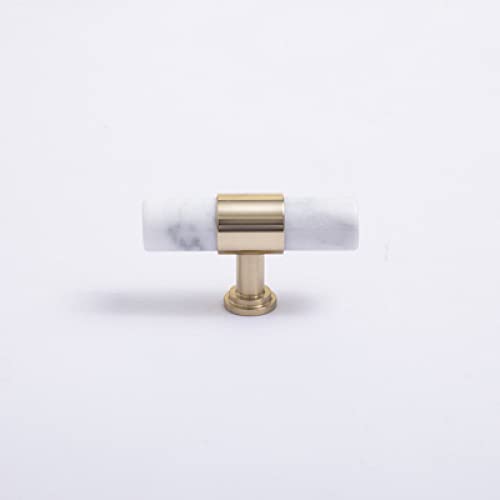 Bouton de commode en marbre blanc et laiton cristal modèle C 2921 BZ - 2