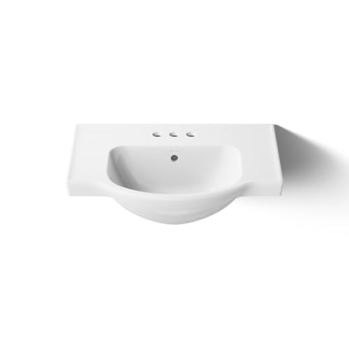 Lavabo centrado Kohler Veer de porcelana vitrificada con tres orificios integrados 4