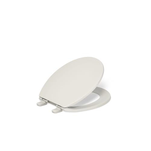 Image of KOHLER K-4775-47 Brevia Round Toilet Seat with Quick-Release Hinges And Quick-Attach Hardware For Easy Clean, Almond