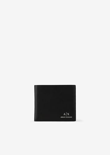 Armani Exchange Logo Smooth Leather Bifold Wallet, Black