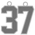 Number 37 SILVER PLATED Jersey Style Sports Necklace Charm Pendant #37 (0.8" Tall - Standard Size) Perfect For: Football, Baseball, Basketball, Soccer, Hockey, Softball, Volleyball, Lacrosse & More
