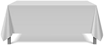 Pomp Silver 70" x 120" Premium Polyester Tablecloth | Wrinkle + Stain Resistant Easy Care Fabric | Fits 6FT Rectangle Table