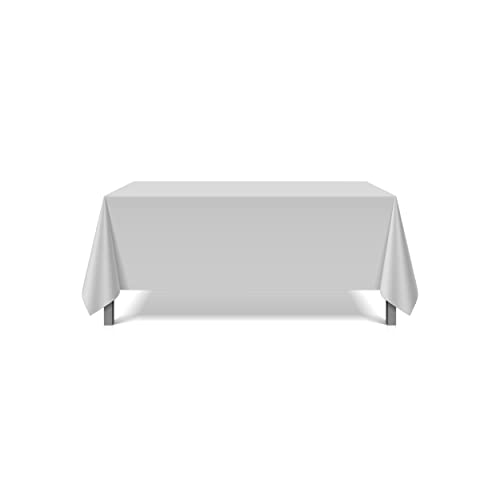 Pomp Silver 70" X 120" Premium Polyester Tablecloth | Wrinkle + Stain Resistant Easy Care Fabric | Fits 6Ft Rectangle Table #TOP3