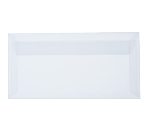Paper24 25 DIN lang Umschläge 110 x 220 mm Haftstreifen, Briefumschläge DIN lang 11x22 cm 90 g/qm (60 Transparent)