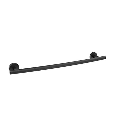 Image of Amerock Arrondi 18 inch Matte Black Towel Bar | Decorative bathroom hardware in durable Stainless Steel construction; mounting hardware included for easy installation