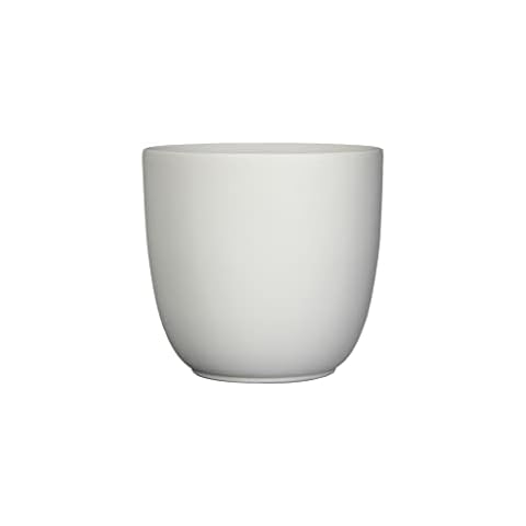Gardenesque Indoor Planter | Ceramic Plant Pot for Indoors | 8 Colours | Gloss or Matt Finish | W25cm x H23cm (Matt White, 1) Cover