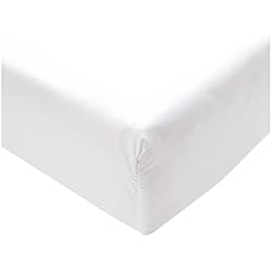 Sabana 160 X 200 Amazon Basics FTD, Sábanas Ajustables, 160 x 200 x 30 cm, Blanco Brillante